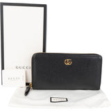 Gucci Pebbled Leather GG Zip Around Wallet