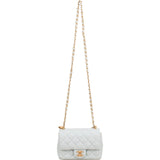 Chanel Quilted Lambskin Mini Single Flap Pearl Handle Crossbody Bag