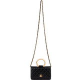 Chanel Quilted Lambskin Pearl Handle Wallet On Chain Crossbody Bag