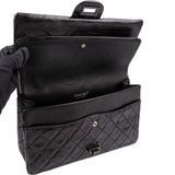 Chanel Aged Qulited Calfskin 2.55 Reissue So Black Jumbo Double Flap Crossbody Bag