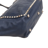 Valentino Garavani Navy Calfskin Large Rockstud Shopper Shoulder Bag