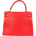 Hermès Rouge Swift Leather Kelly 28 Handbag - vintageandkickz