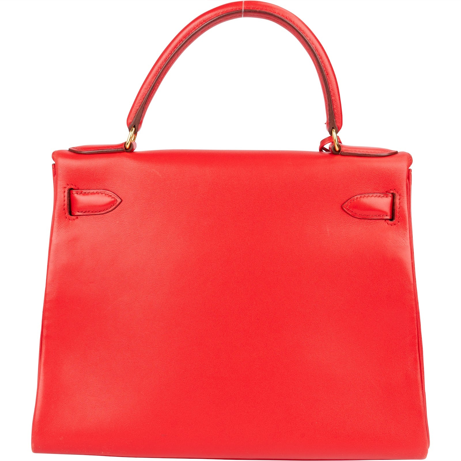 Hermès Rouge Swift Leather Kelly 28 Handbag - vintageandkickz