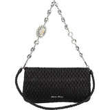 Miu Miu Matelassé Nappa Leather Crystal Flap Shoulder Bag