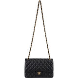 Chanel Quilted Caviar Leather Jumbo Double Flap Crossbody Bag