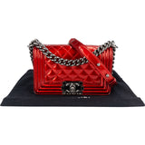Chanel Quilted Patent Leather Small Boy Single Flap Crossbody Bag
