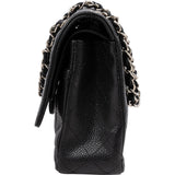 Chanel Quilted Caviar Leather Palladium Medium Double Flap Shoulder Bag