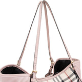 Burberry Haymarket Check Leather Canter Tote Shoulder Bag
