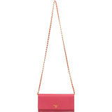 Prada Pink Pebbled Leather Wallet on Chain Crossbody Bag