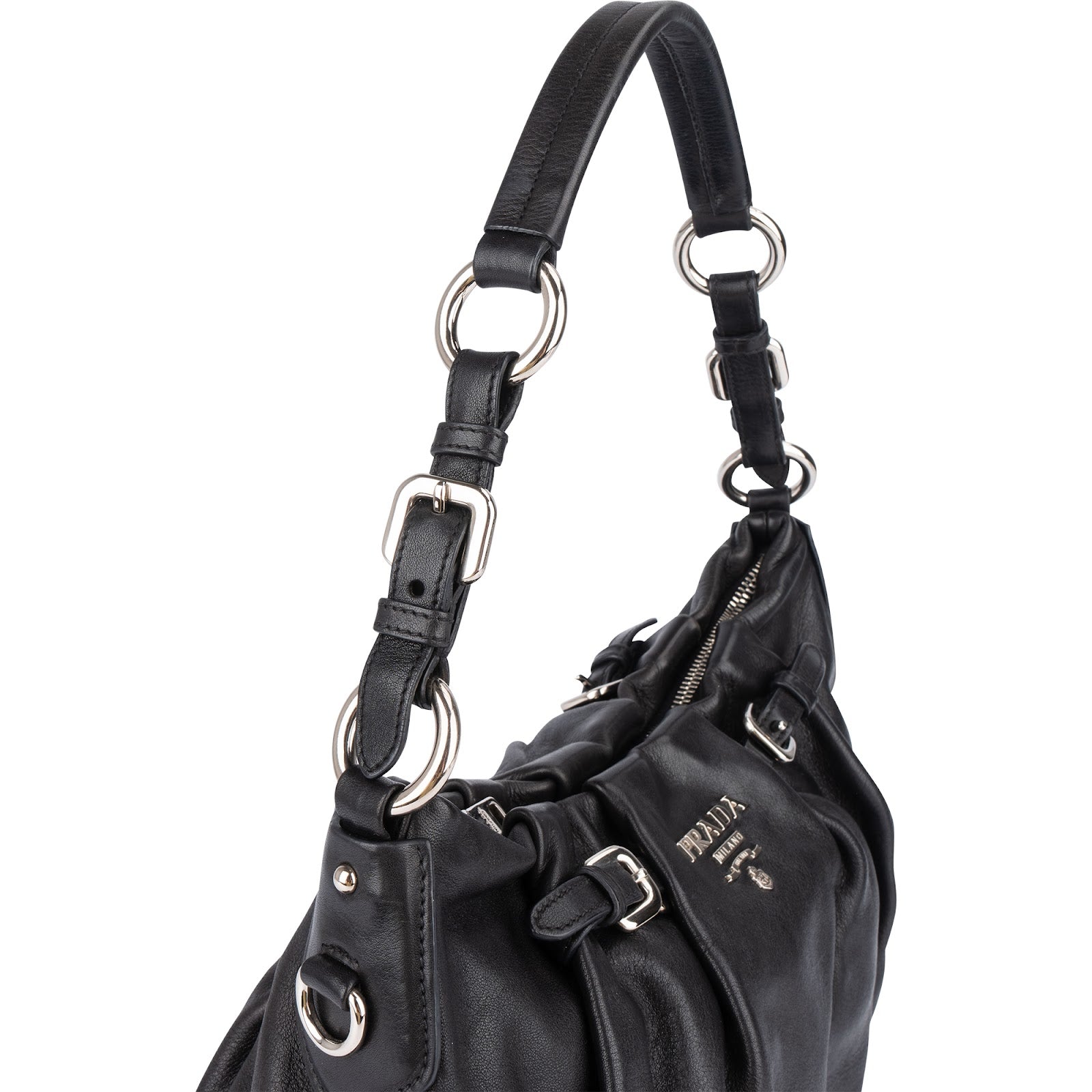 [🔄️B24 / F26] Prada Nappa Leather Gaufre Hobo Shoulder Bag - vintageandkickz