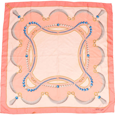 Cartier Pearl Tassel Motif Silk Scarf Tuch