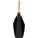 Gucci Suede Bamboo Handle Tote Handbag