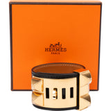 Hermès Leather Gold Tone Collier de Chien Bracelet