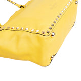 Valentino Garavani Yellow Leather Rockstud Tote Handbag