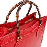 Gucci Grained Leather Bamboo Handle Handbag