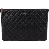 Chanel Quilted Caviar Leather Palladium Clutch