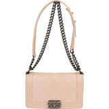 Chanel Quilted Lambskin Boy Single Flap Crossbody Bag