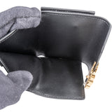 Celine Black Leather Small Triomphe Clip Card Holder Wallet