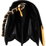 Prada Black Leather Metal Corner Single Flap Crossbody Bag