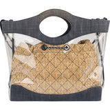 Chanel 31 Transparent PVC Denim Raffia Tote Shopper Shoulder Bag