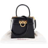 Salvatore Ferragamo Black Leather Gancini Top Handle Handbag