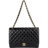 Chanel Quilted Lambskin Gold Maxi Double Flap Crossbody Bag