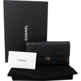 Chanel Quilted Caviar Leather CC Classic Long Double Flap Wallet