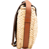Chloé Raffia Grained Leather Marcie Saddle Crossbody Bag