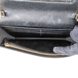 Gucci Black Grained Leather Wallet On Chain Crossbody Bag