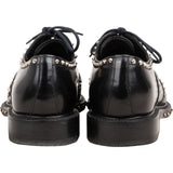 Prada Black Brushed Patent Leather Studded Brogue Loafer Shoes (EU 41)