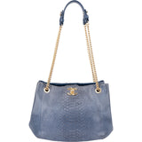Chanel Bleu Python CC Shopping Tote Shoulder Bag