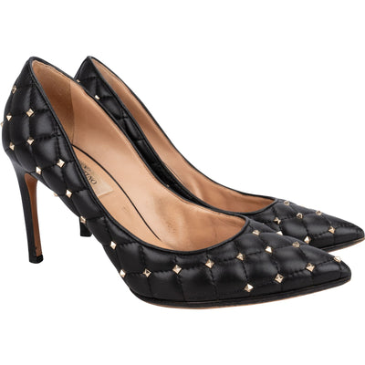 Valentino Black Quilted Leather Rockstud Pumps (35,5)