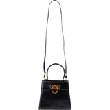 Salvatore Ferragamo Black Boxcalf Leather Gancini Top Handle Handbag