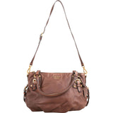 Prada Brown Calfskin Leather Hobo Shoulder Bag