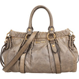 Miu Miu Vitello Lux Leather Tote Handbag