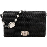 Miu Miu Matelassé Nappa Leather Crystal Shoulder Bag