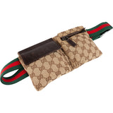 Gucci Grained Leather Monogram GG Canvas Small Crossbody Belt Bag