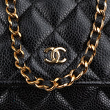 Chanel Quilted Caviar Leather Wallet On Chain Crossbody Bag