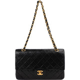 Chanel Quilted Lambskin Medium 24K Gold Double Flap Shoulder Bag