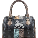 MCM Monogram Visetos Leo Patchwork Boston Handbag
