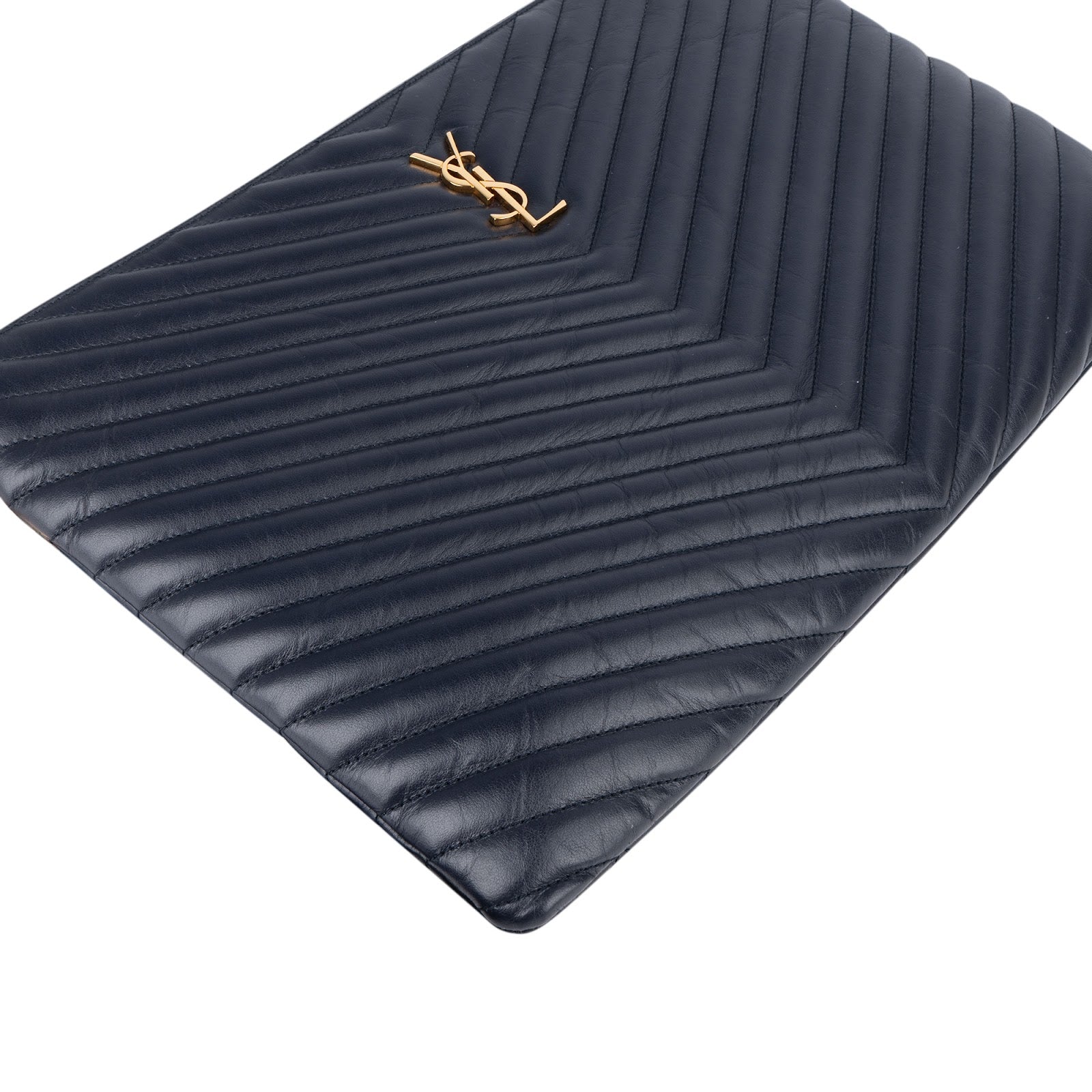 [🔄️B11 / F35] Saint Laurent Quilted Leather Monogram Pouch - vintageandkickz