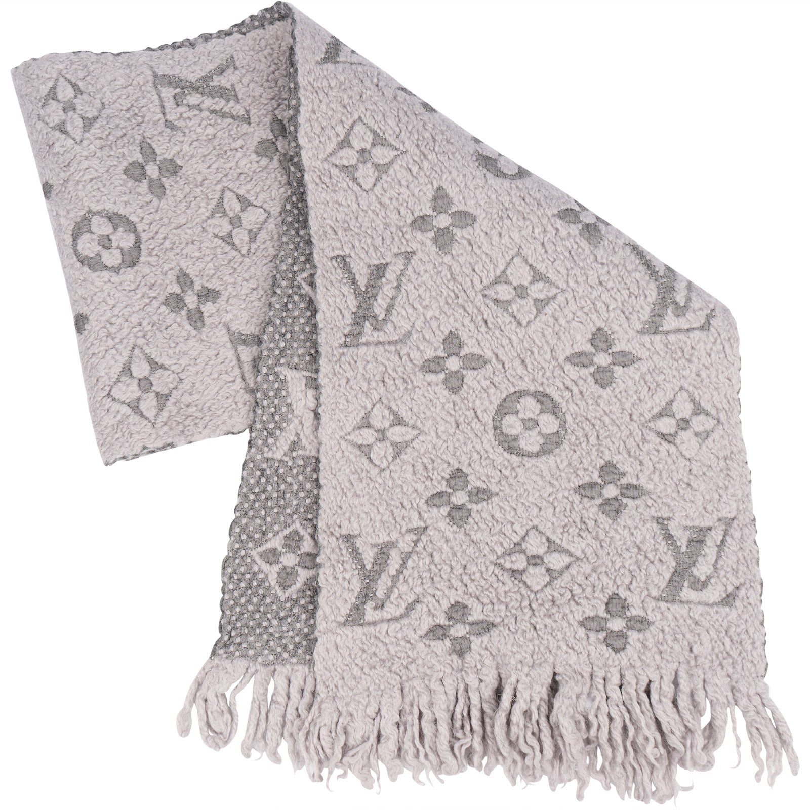 [🔄️B06 / F37] Louis Vuitton Wool Monogram Teddy Reykjavik Schal Scarf - vintageandkickz