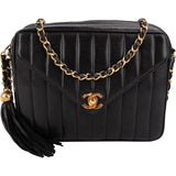 Chanel Lambskin Vertical Quilted Tassel 24K Gold Camera Crossbody Bag