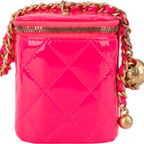 Chanel Pink Quilted Patent Leather Small Vanity Case Crossbody Bag