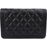 Chanel Quilted Caviar Leather Small Boy Wallet On Chain Crossbody Bag