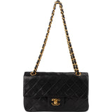 Chanel Quilted Lambskin 24K Gold Small Double Flap Crossbody Bag