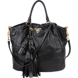 Prada Vitello Daino Leather Leather Tassel Tote Shoulder Bag