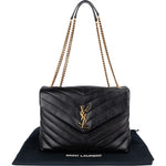 Saint Laurent Quilted Leather Medium Loulou Crossbody Bag - vintageandkickz