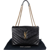 Saint Laurent Quilted Leather Medium Loulou Crossbody Bag - vintageandkickz