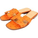 Hermès Orange Exotic Leather Ostrich Oran Sandal Sandals (36)